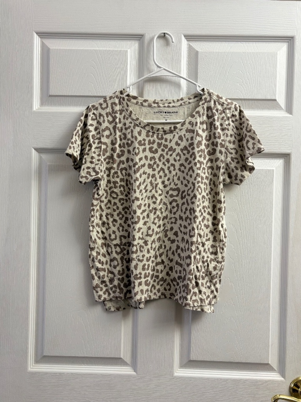 Lucky Brand Women's Leopard Print Short Sleeve T-Shirt
